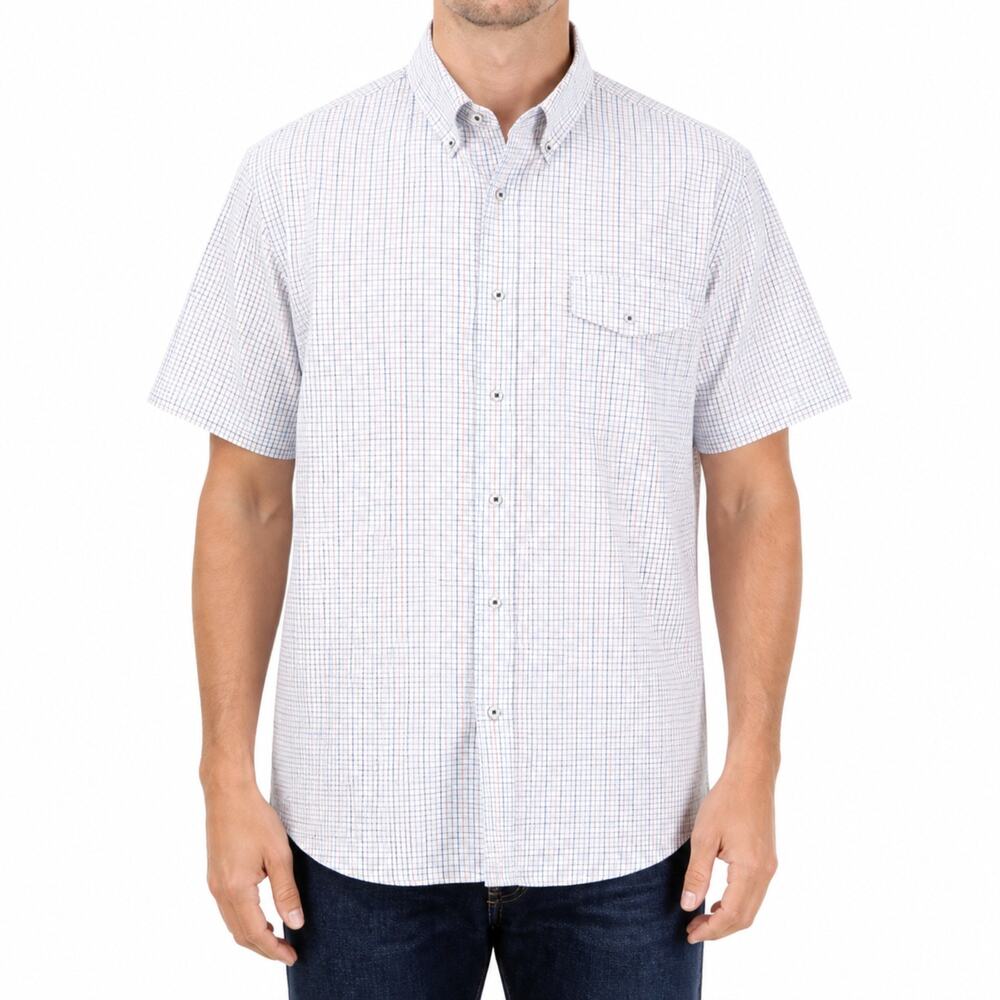 NWOT Cremieux Performance Shirt Mens XL Plaid Short Sleeve Stretch Quick Dry